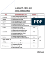 U.P.S.C. Geography - Paper Ii - 2012 Unit-Wise Distribution of Marks