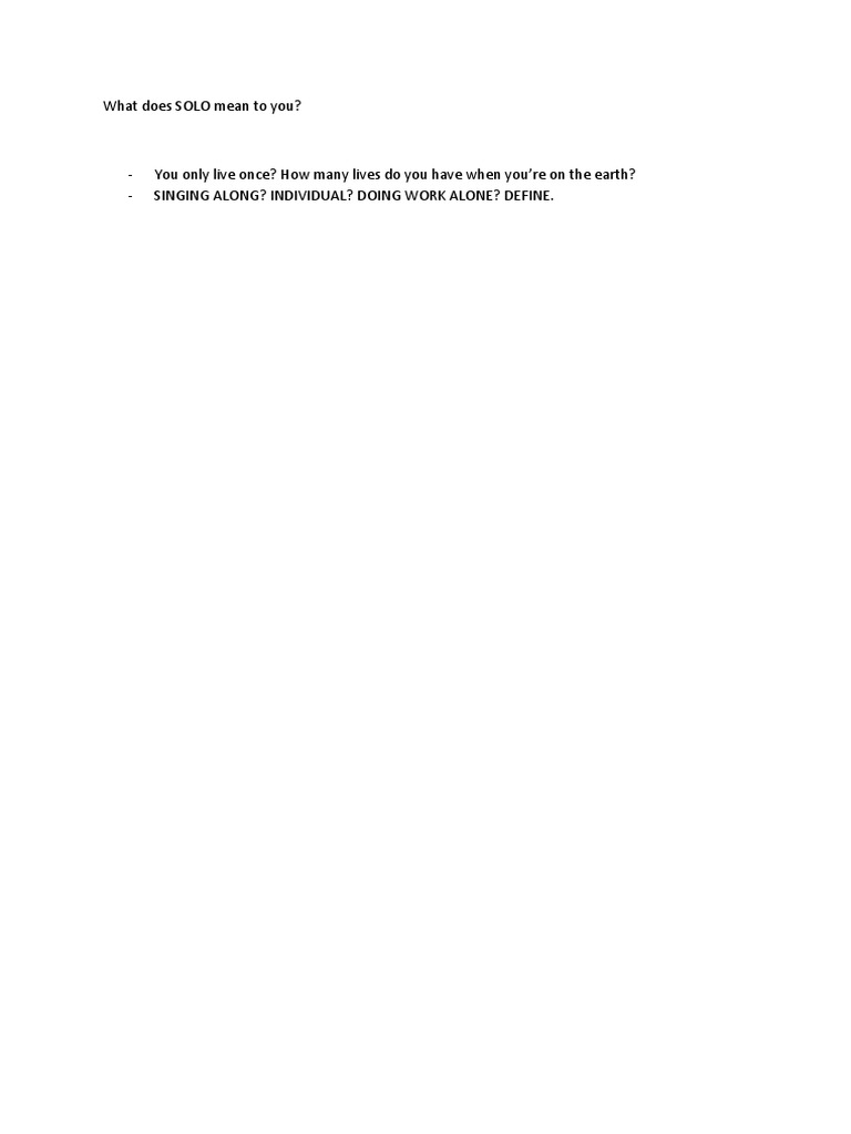 What Does SOLO Mean to You? | PDF | Art