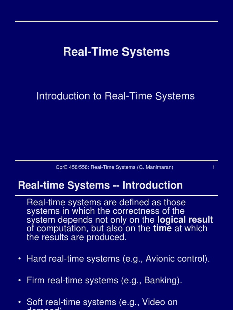 Introduction To Realtime Systems | PDF | Real Time Computing | Systems ...