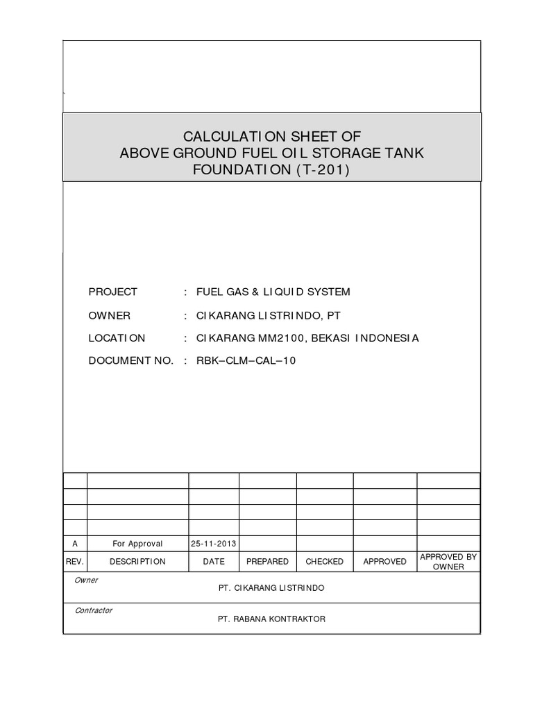 Calculation Sheet Repot of Storage Tank Foundation Rev.2 (15mx15m) | PDF