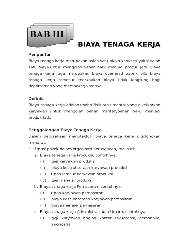 Biaya Tenaga Kerja Pdf