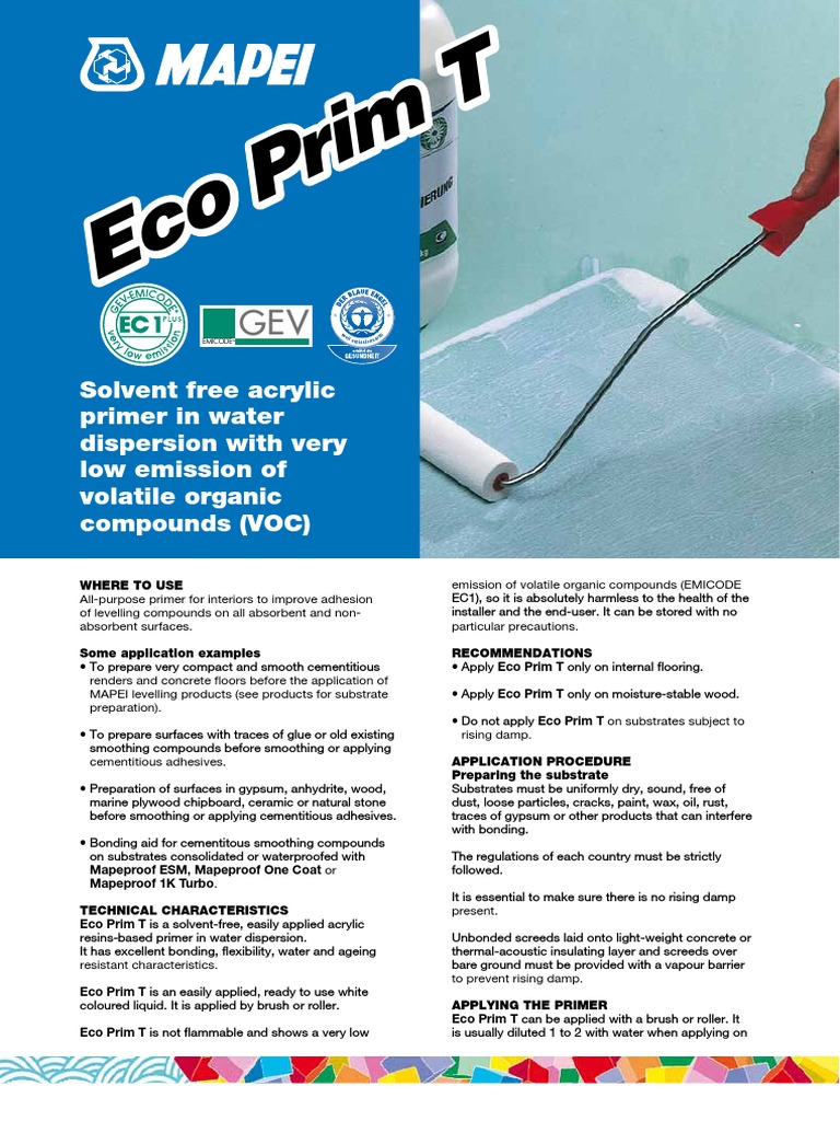 Mapei Eco Prim T Adhesive Volatile Organic Compound Free 30day