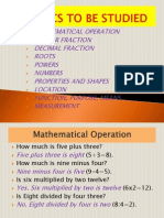 Topics To Be Studied