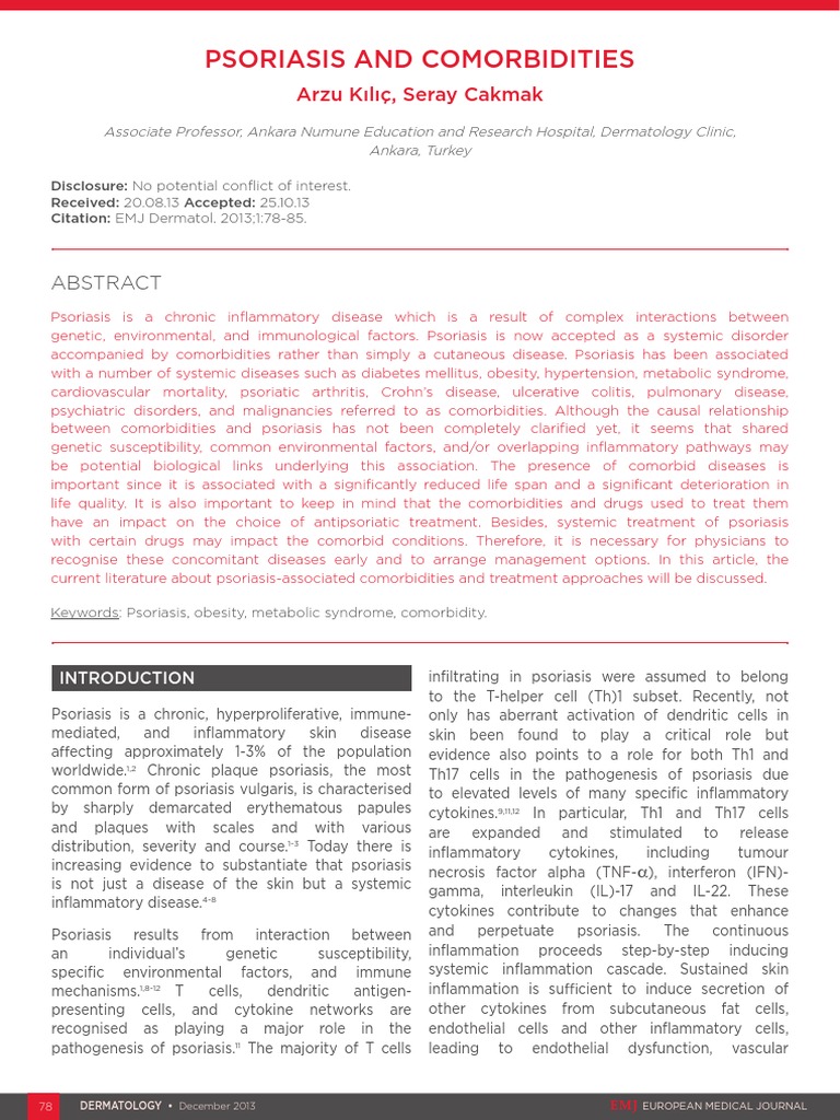 Psoriasis and Its Comorbidities Explained | PDF | Psoriasis | Metabolic ...