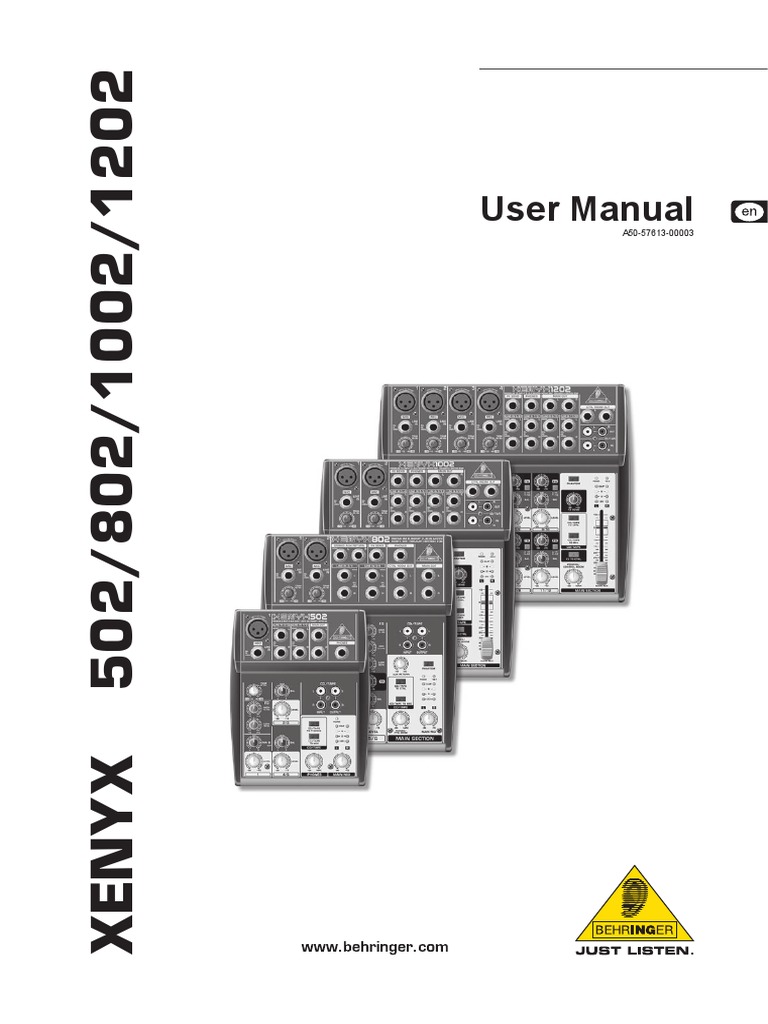Behringer 802 Mixer PDF Equalization (Audio) Power Supply