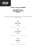 LAB # 2: Intro To LABVIEW: Texas A&M University MEEN 260-Section # 510 09/25/2014