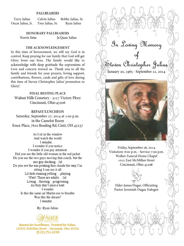 Steven Christopher Julius Memorial Service | PDF | Social Science ...