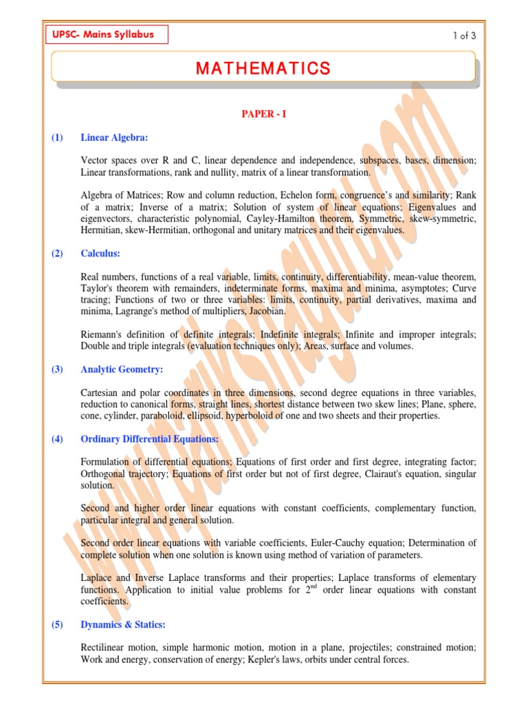 Mathematics 1 Linear Algebra - 