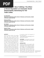 Taste Great or More Fulfi Lling ': The Effect of Brand Reputation On Consumer Social Responsibility Advertising For Fair Trade Coffee