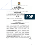 Ordenanza Plan de Desarrollo Bolivar Ganador 2012-2015