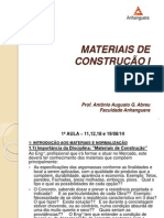 Materiais de Construção I - 1 Aula