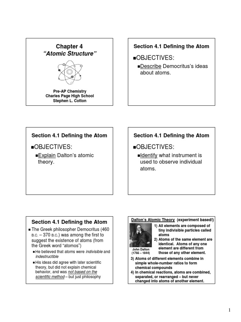 Chapter 4 Atomic Structure | PDF | Isotope | Atomic Nucleus