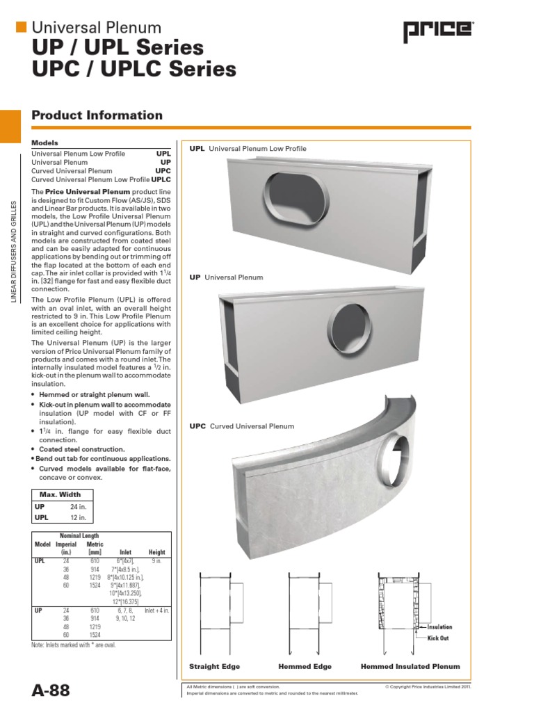 Price Universal Plenum Catalog | PDF | Duct (Flow) | Nature