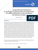 Contribución del conocimiento y tecnologías tradicionales a la adaptación al cambio climático en las montañas de América Latina