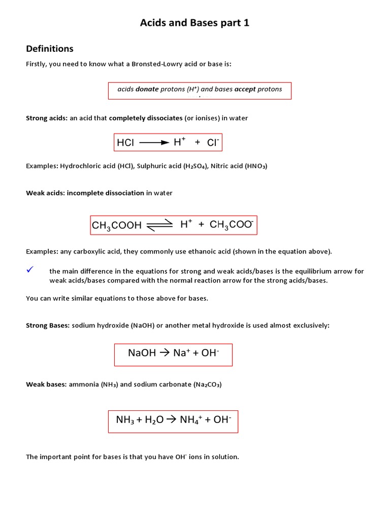Acids and Bases Part 1 Edexcel | PDF | Acid | Hydroxide