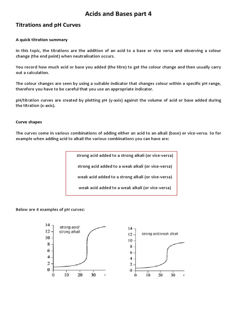 Acids and Bases Part 4 (Titration Curves) Edexcel PDF Ph Titration