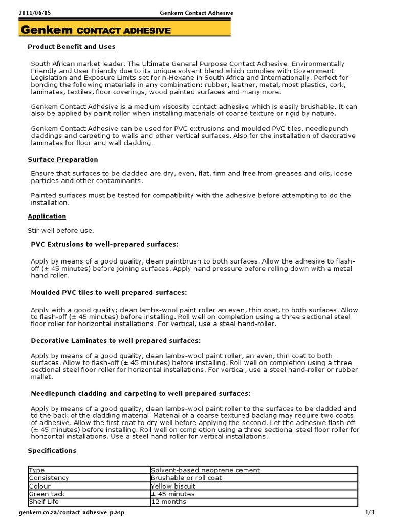 Genkem Contact Adhesive Paint Adhesive