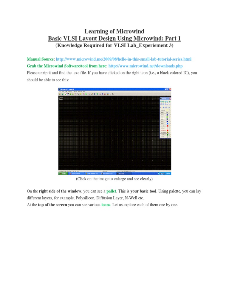 Microwind VLSI Layout Design Guide | PDF | Electronics | Electronic ...
