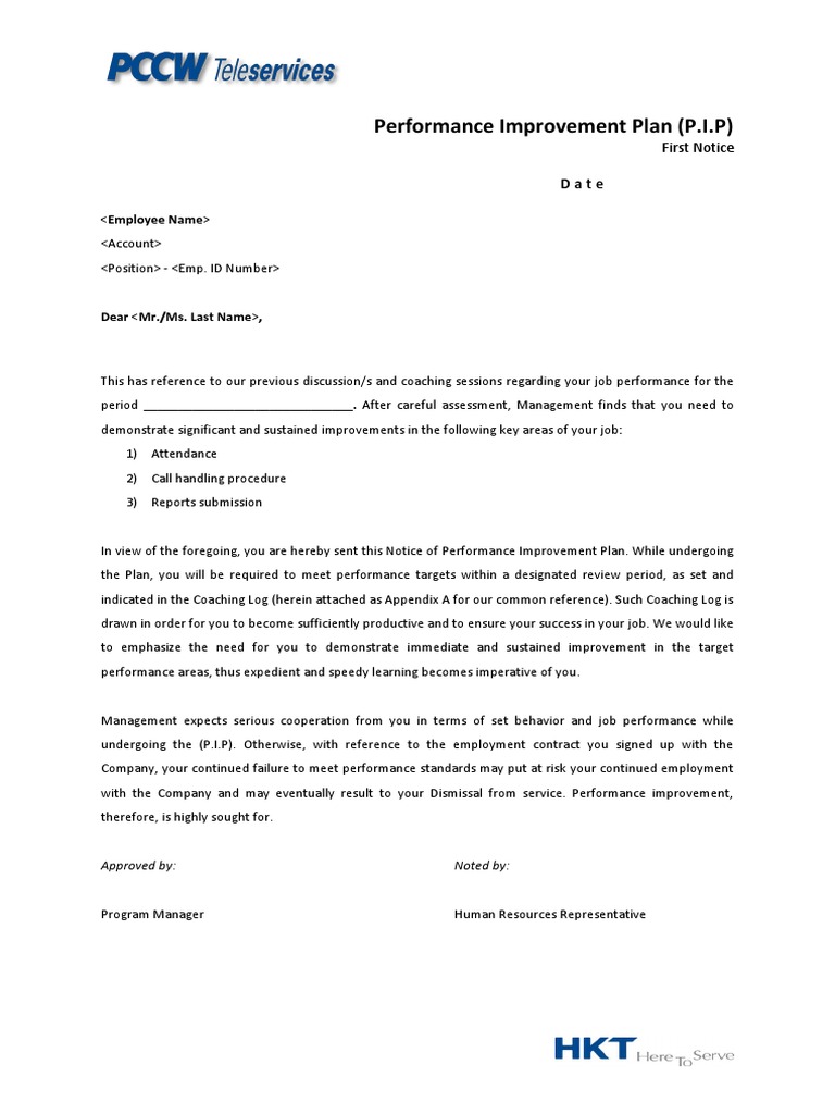 Pip First Notice Template - PCCW 2013 | PDF | Employment | Labour