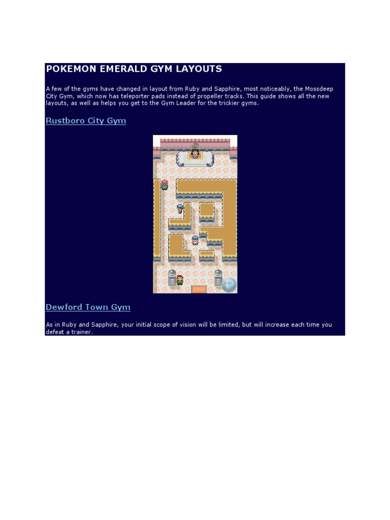 Pokemon Emerald Gym Layouts PDF