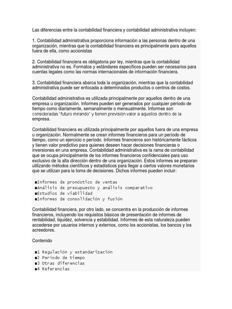 Las Diferencias Entre La Contabilidad Financiera y Contabilidad ...