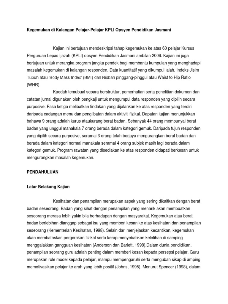 Kegemukan Di Kalangan Pelajar