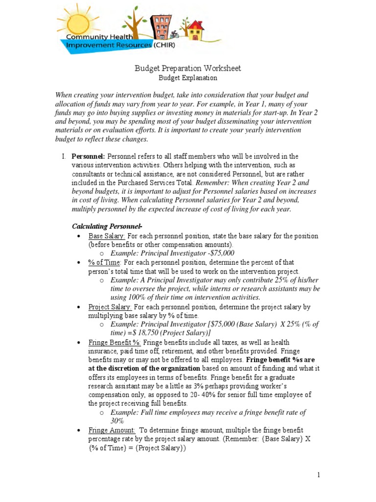 Intervention Budget Preparation Guide | PDF | Employee Benefits ...