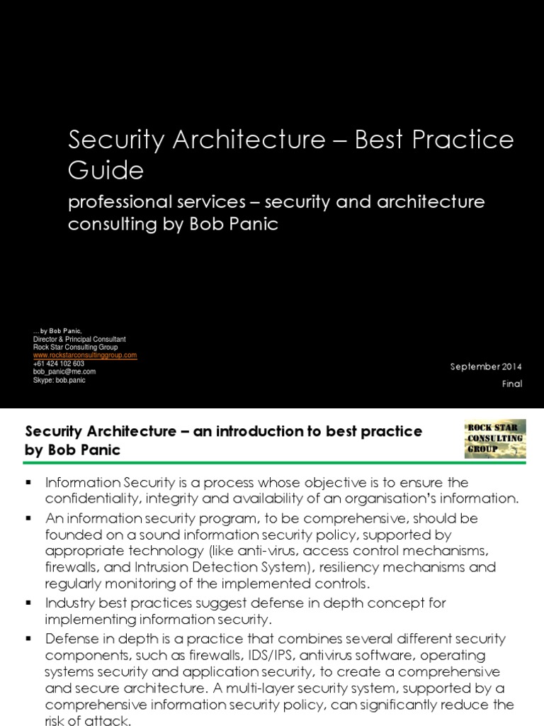 Security Architecture Best Practice by Bob Panic Whitepaper | PDF ...