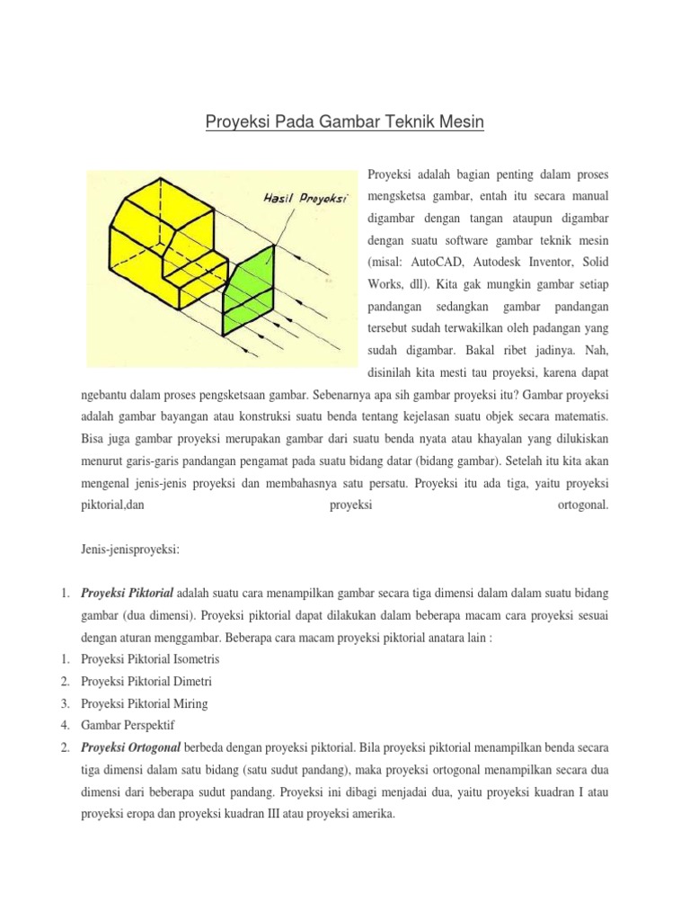 Proyeksi Pada Gambar Teknik Mesin