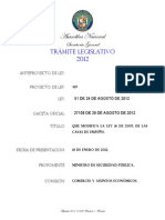 Proyecto de Ley 419 Del 18 de Enero de 2012 Que Modifica La Ley 16 de 2005 de Las Casas de Emepeño