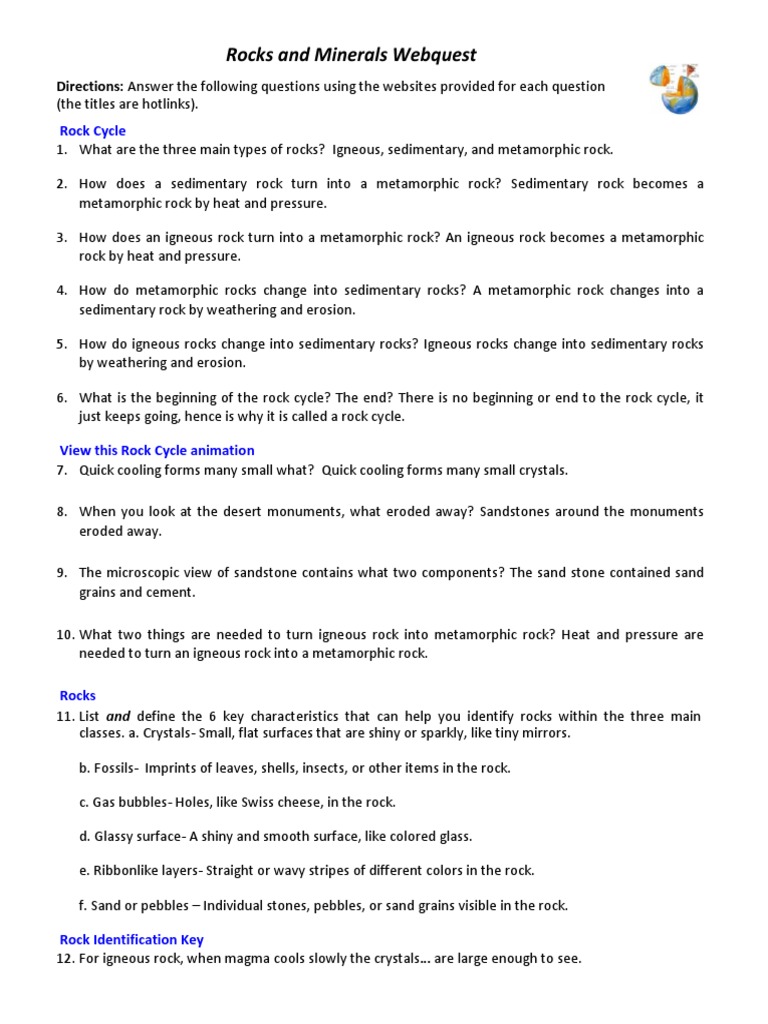 Rocks And Minerals Webquest 3 Sedimentary Rock Rock Geology