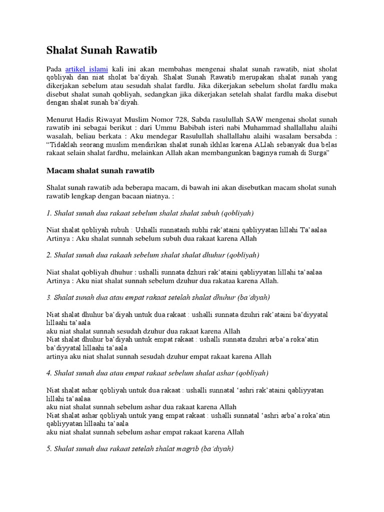 Shalat Sunah Rawatib