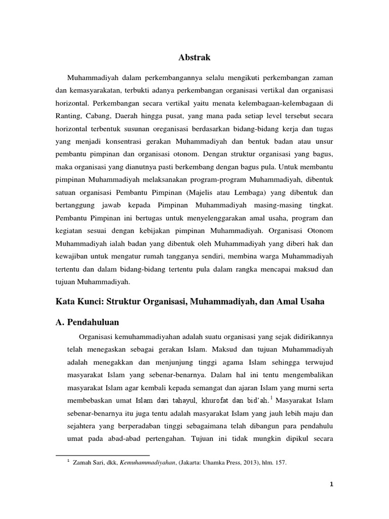 Struktur Organisasi Muhammadiyah Dan Amal Usaha