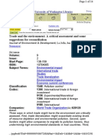 Trade and The Environment: A Critical Assessment and Some Suggestions For Reconciliation