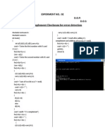 Experiment No.: 02 NAME: Pooja Gharat D.O.P: Roll No.: D.O.S: AIM: To Implement Checksum For Error Detection