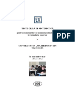 Teste Matematică - UPT (2012)