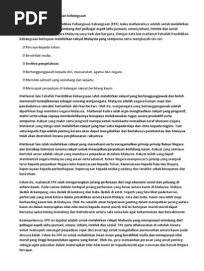Matlamat Falsafah Pendidikan Kebangsaan Docxkk