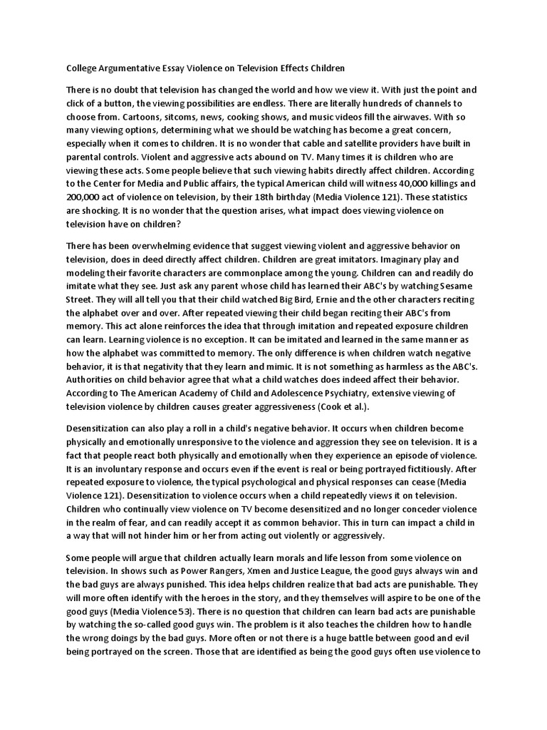 opinion essay about violence