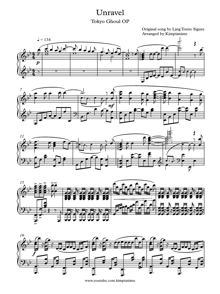 Unravel Piano Sheet