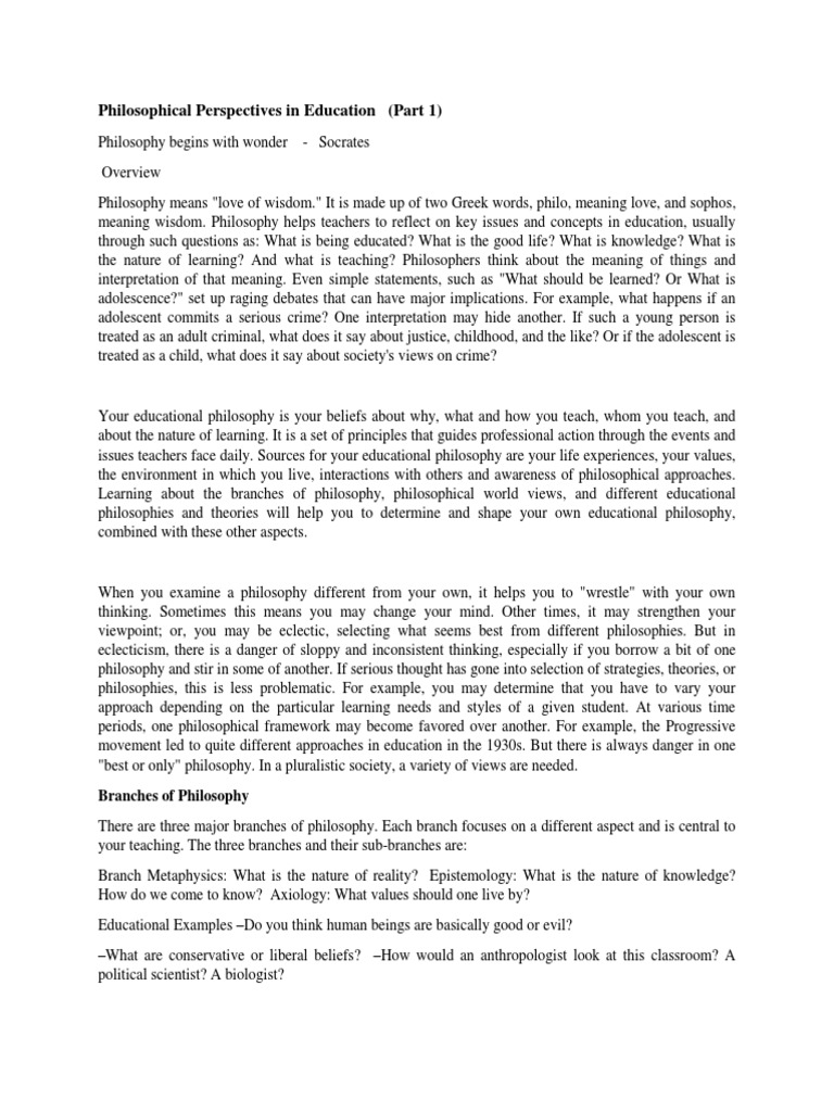 Educational Philosophies Explained | PDF | Pragmatism | Existentialism