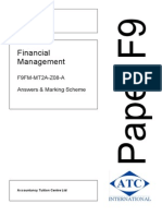 Financial Management: F9FM-MT2A-Z08-A Answers & Marking Scheme