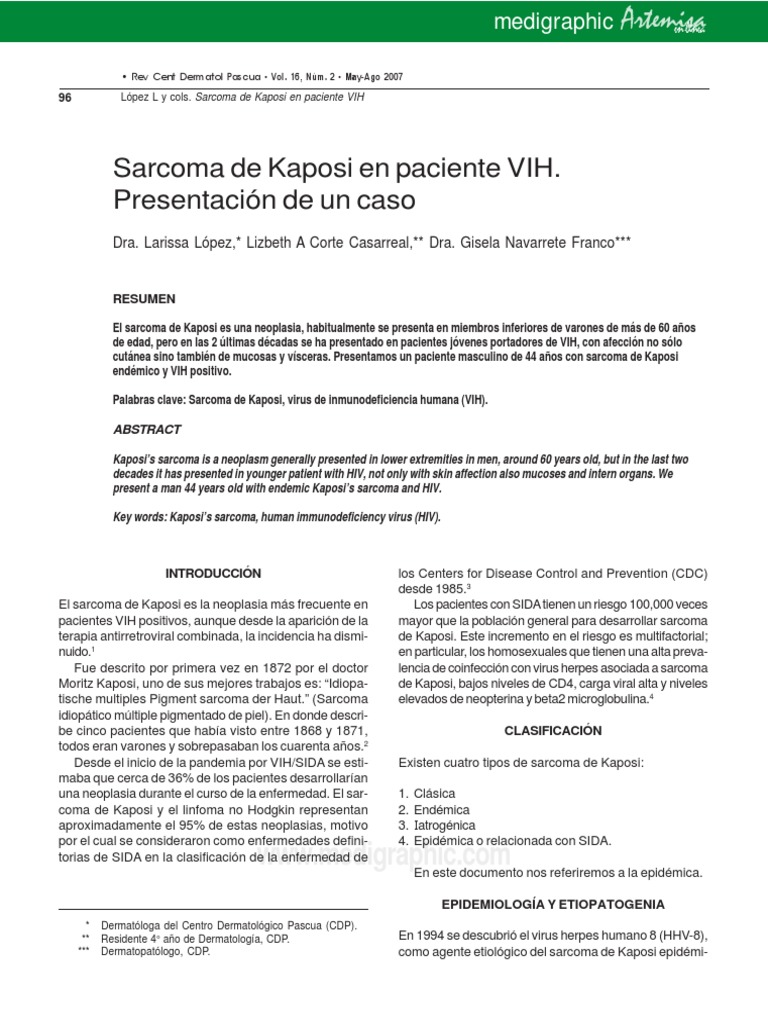 Kaposi Caso Clinico PDF Enfermedades y trastornos Biología