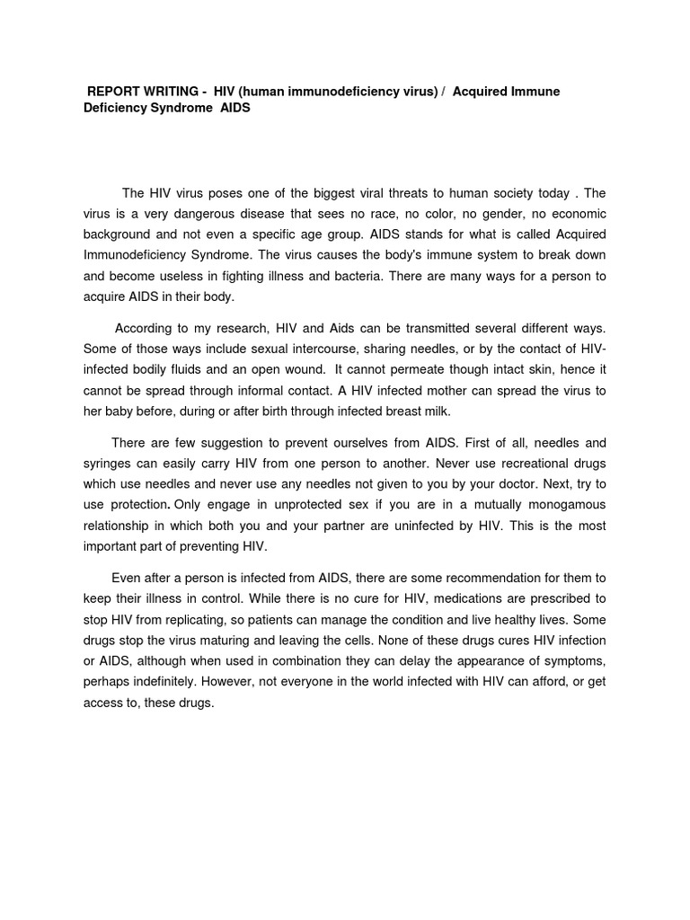 Essay - Hiv | PDF | Hiv | Hiv/Aids