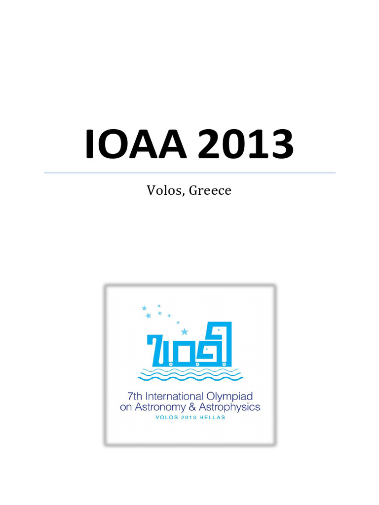 IOAA Question Paper 2013 | PDF | Orbit | Stars