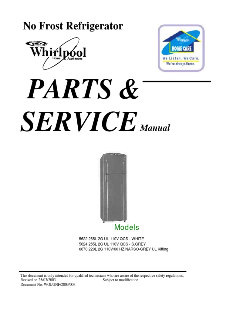 WHIRLPOOL FRENCH DOOR REFRIGERATOR SERVICE MANUAL PDF visual data 6
