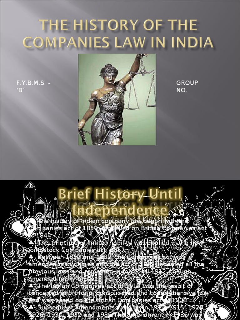 History of Company Law in India | PDF | Corporations | Corporate Law