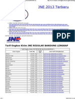 Daftar Tarif Ongkos Kirim JNE REGULAR Lengkap Dari BANDUNG Untuk Titipan Kilat Toko Online Anda