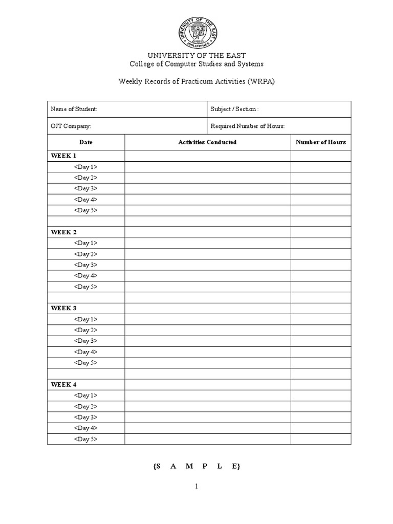 University of The East College of Computer Studies and Systems Weekly ...