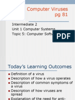 Computer Viruses PG 81: Intermediate 2 Unit 1 Computer Systems Topic 5: Computer Software