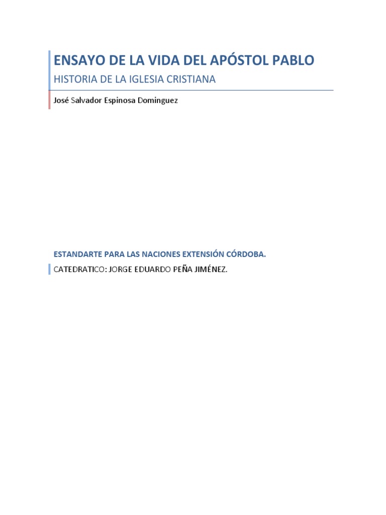 Ensayo de La Vida de Pablo | PDF | Bernabé | Pablo el apóstol